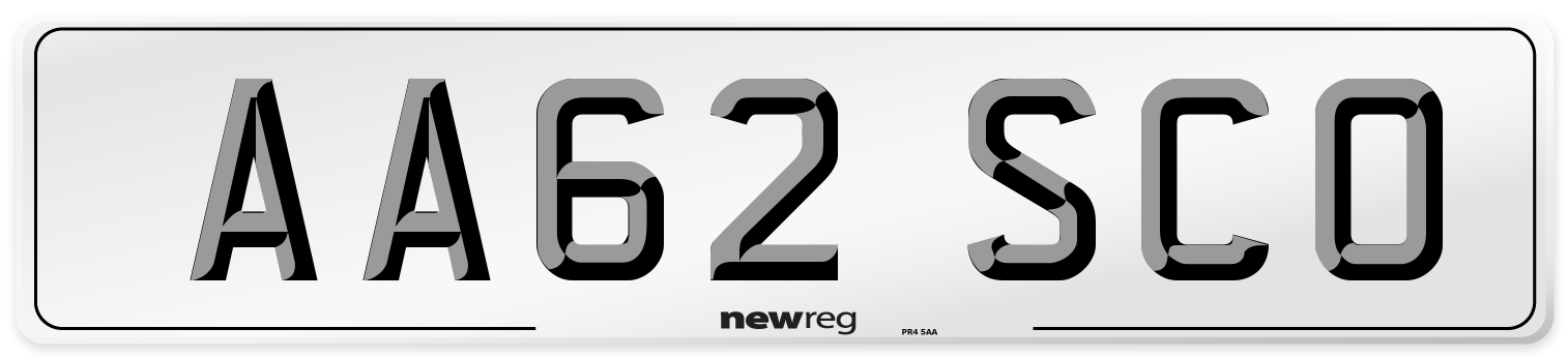 AA62 SCO Number Plate from New Reg